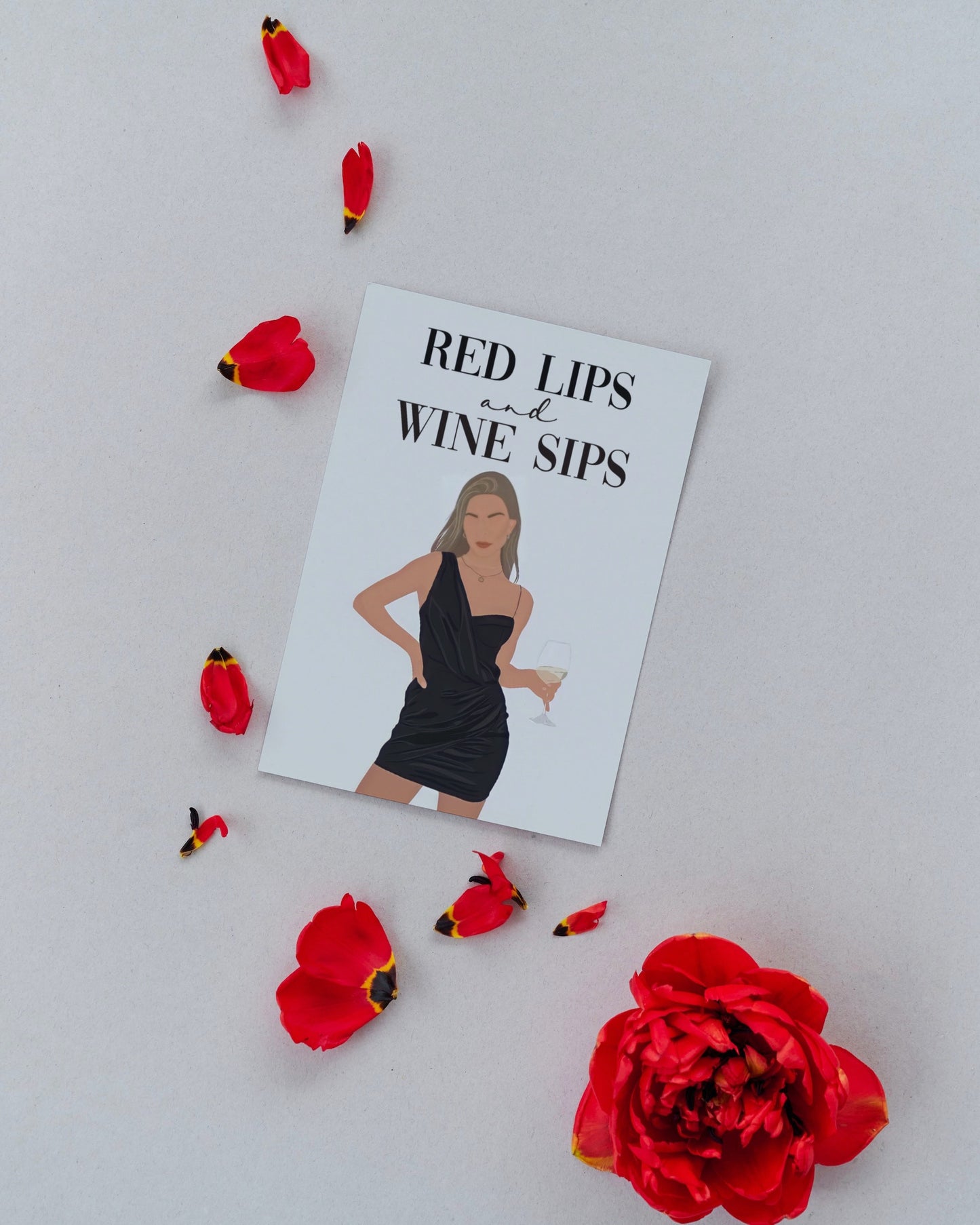 Postkarte - Red Lips & Wine Sips