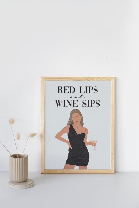 Poster - Red Lips & Wine Sips